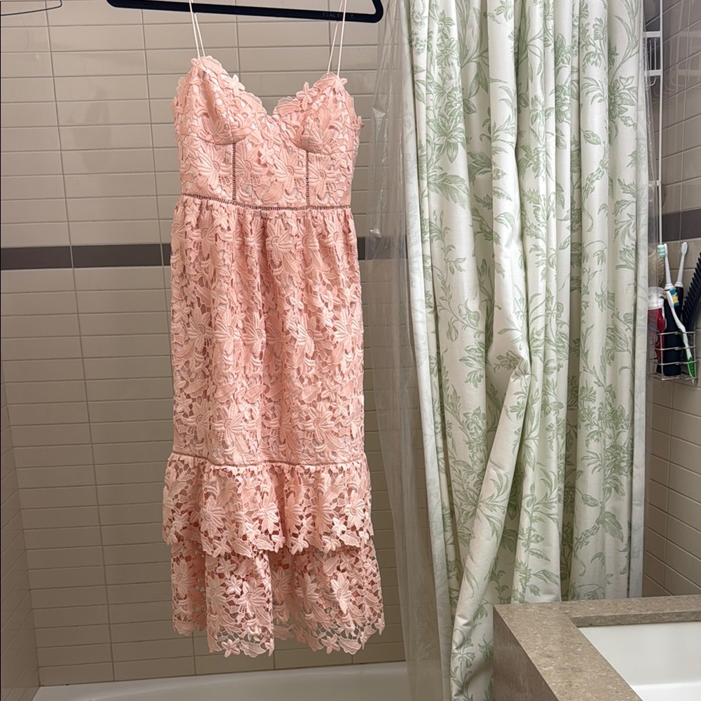 Pink Lace Sleeveless Dress